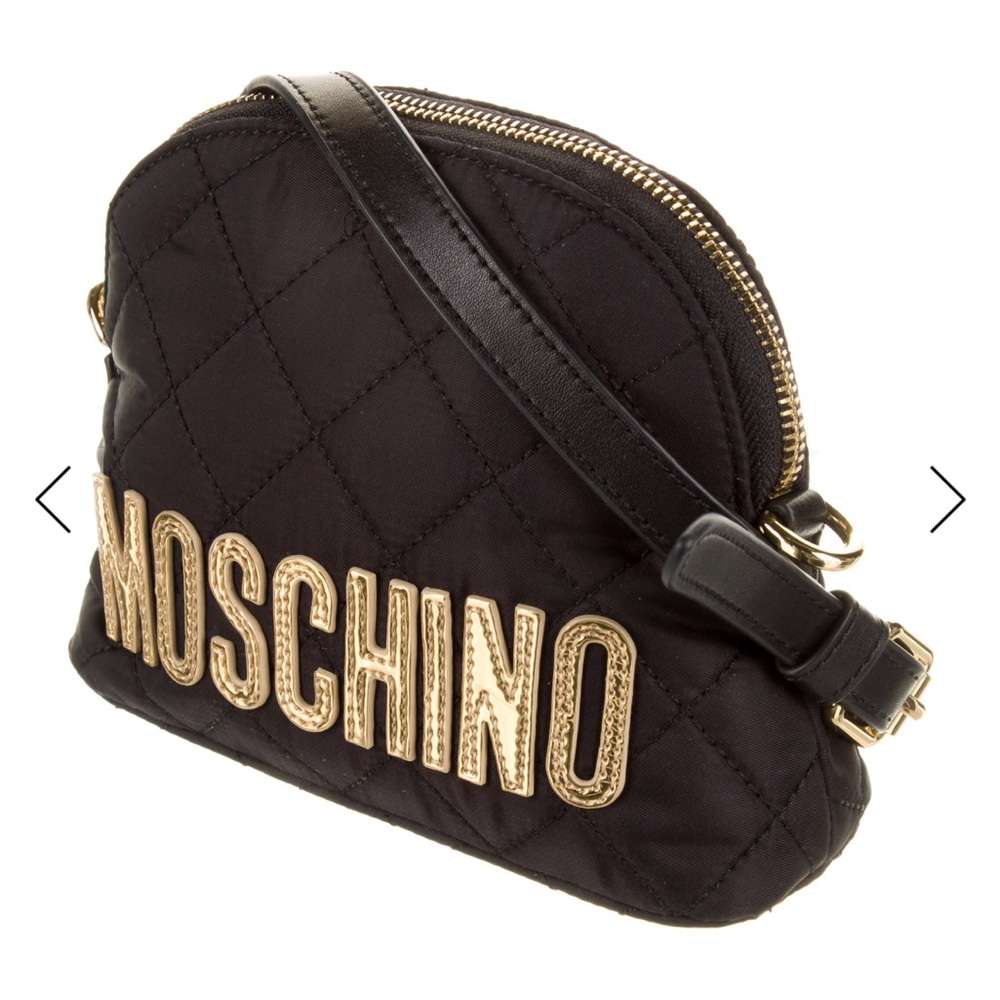 Moschino Quilted Black Crossbody Bag with Gold Logo - Picture 2 of 5